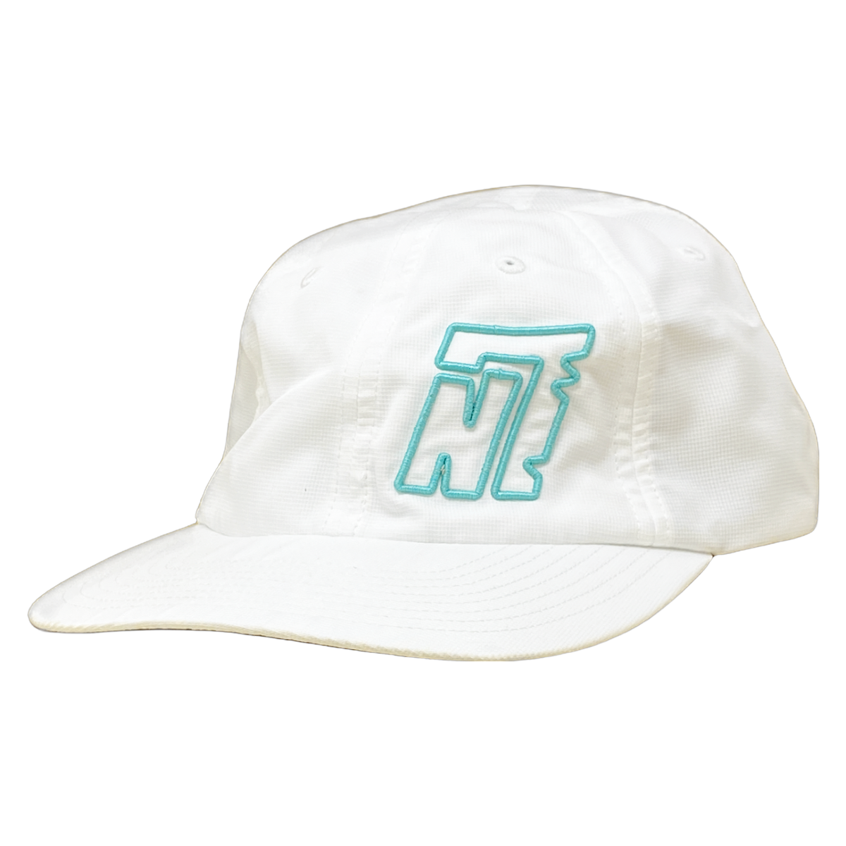 White Floppy Hat with Embroidered Turquoise "N7" Logo