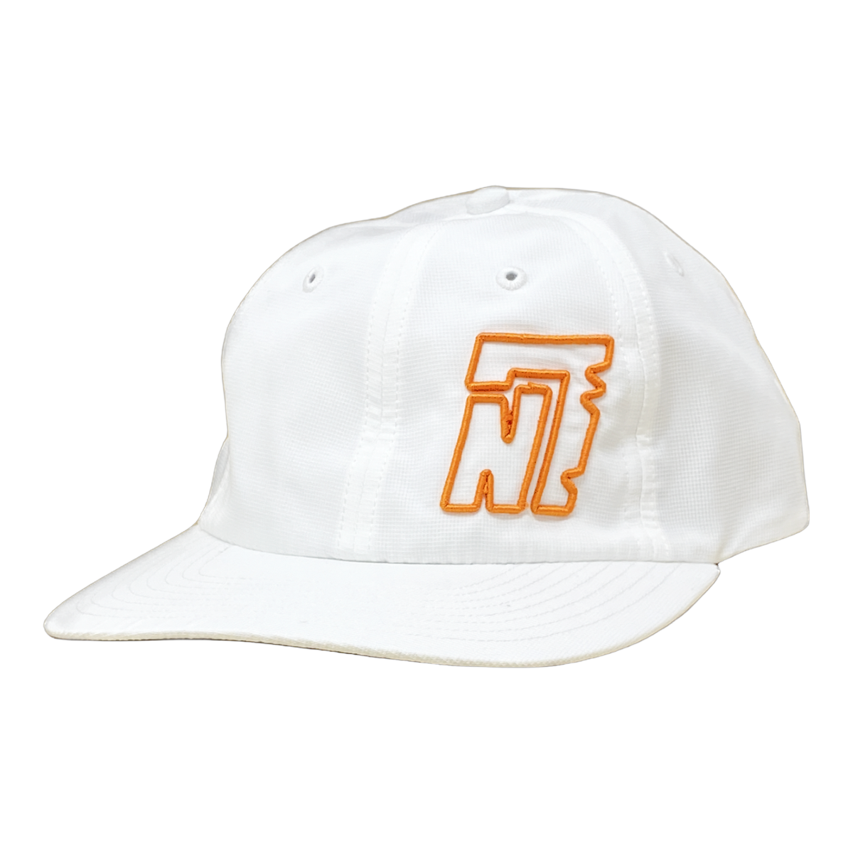 White Floppy Hat with Embroidered Orange "Notch 7" Logo