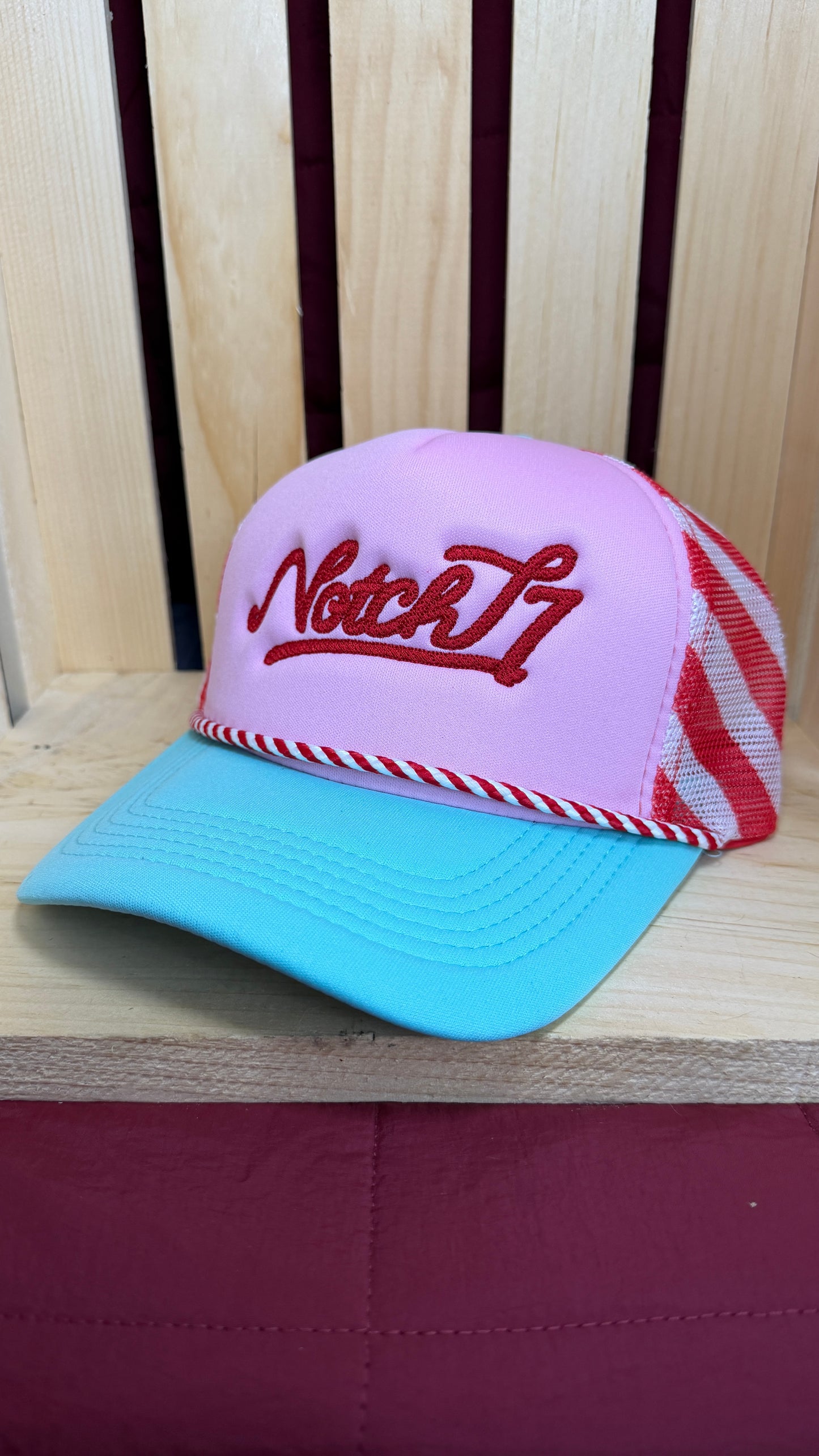 LADIES FOAM TRUCKER HAT WITH EMBROIDERED LOGO
