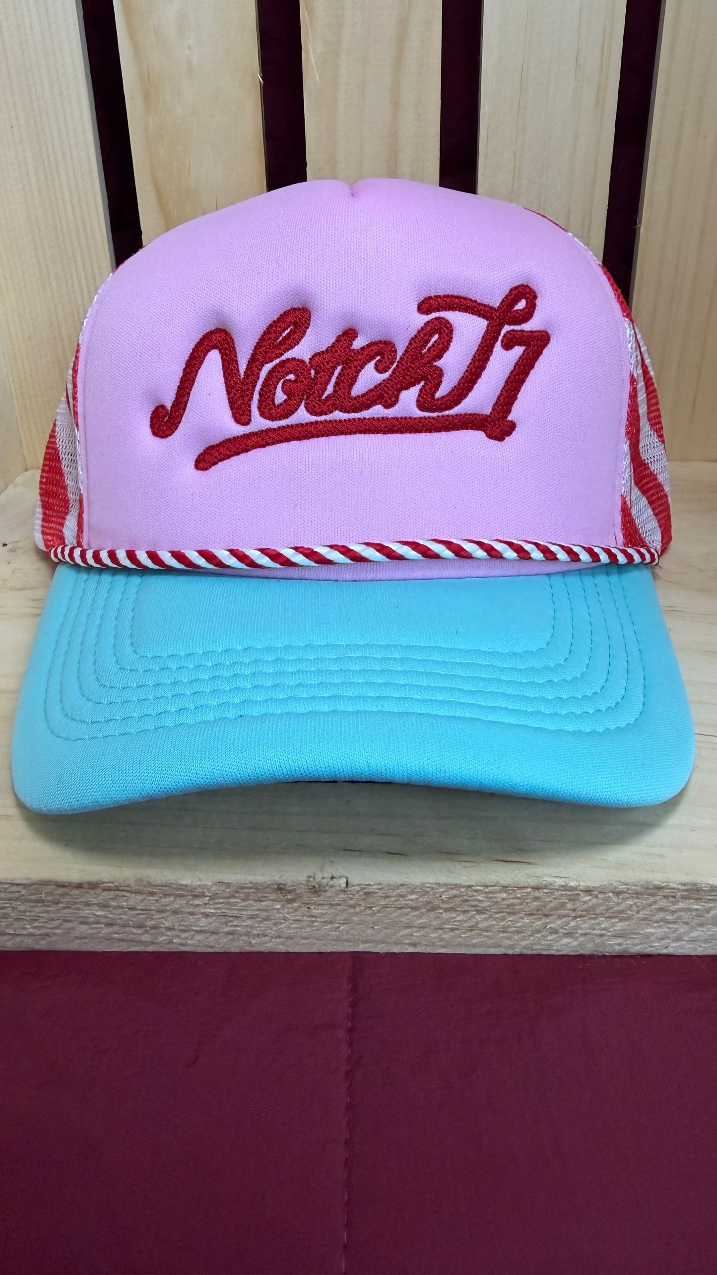 LADIES FOAM TRUCKER HAT WITH EMBROIDERED LOGO