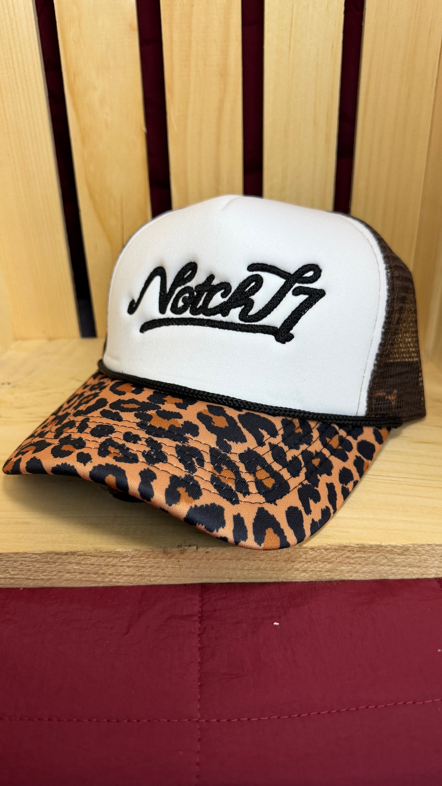 MESH & FOAM BROWN LEOPARD BILL TRUCKER HAT
