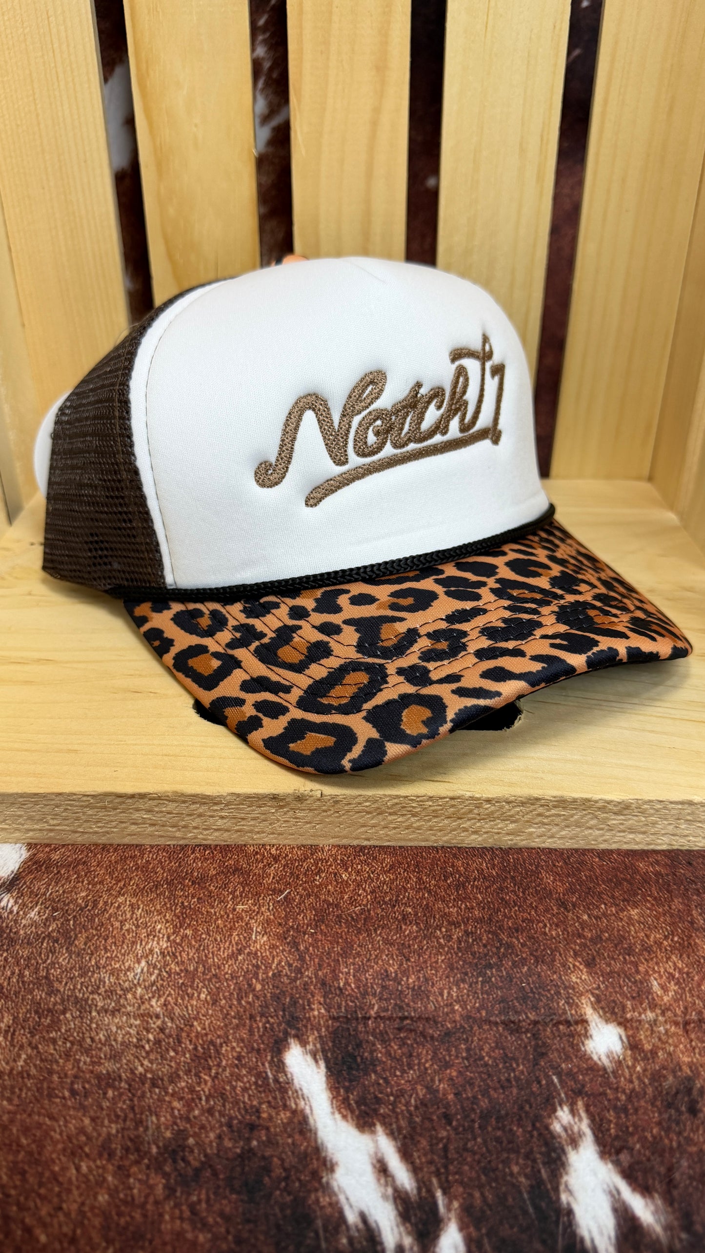 MESH & FOAM BROWN LEOPARD BILL TRUCKER HAT