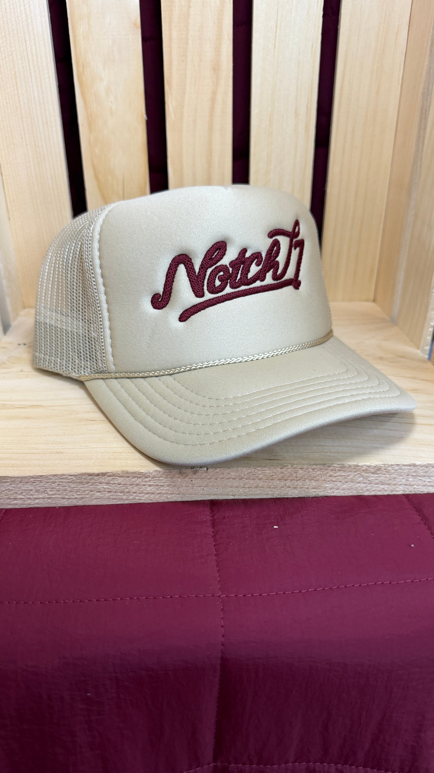 LADIES FOAM TRUCKER HAT WITH EMBROIDERED LOGO