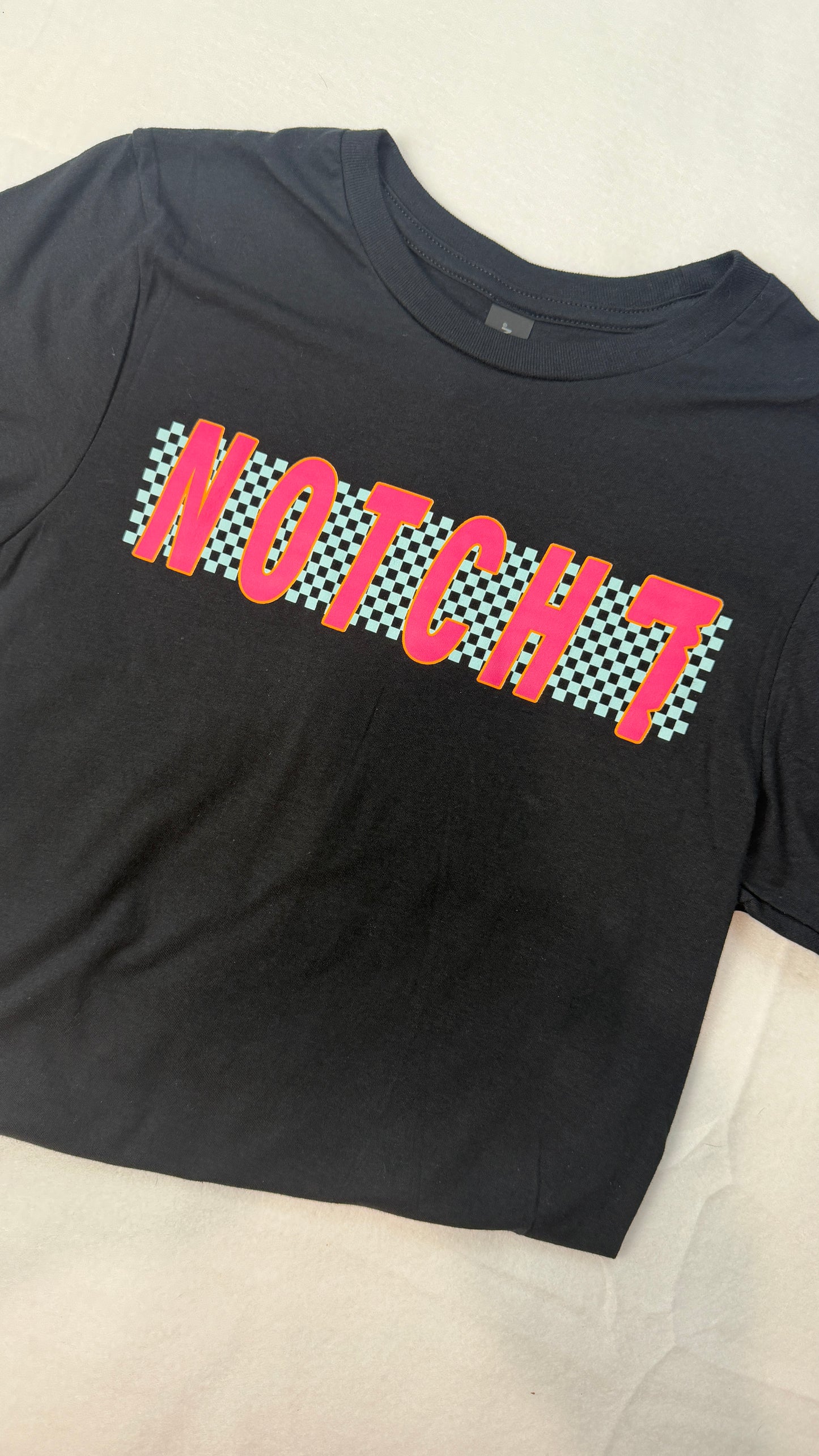 Pink & Teal Block Notch 7 Checkered  T-Shirt