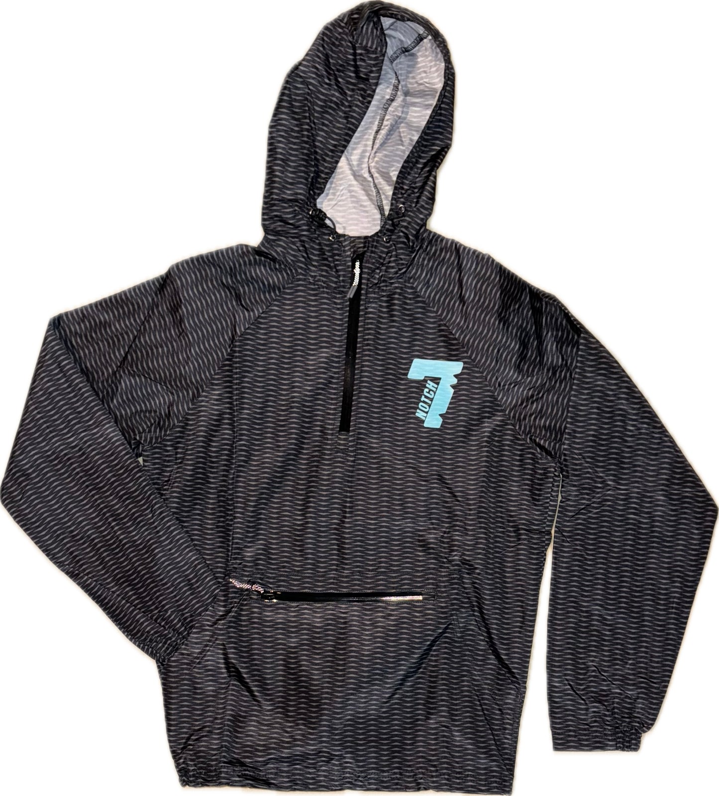 Black pack hoodie with Teal Notch 7 logo