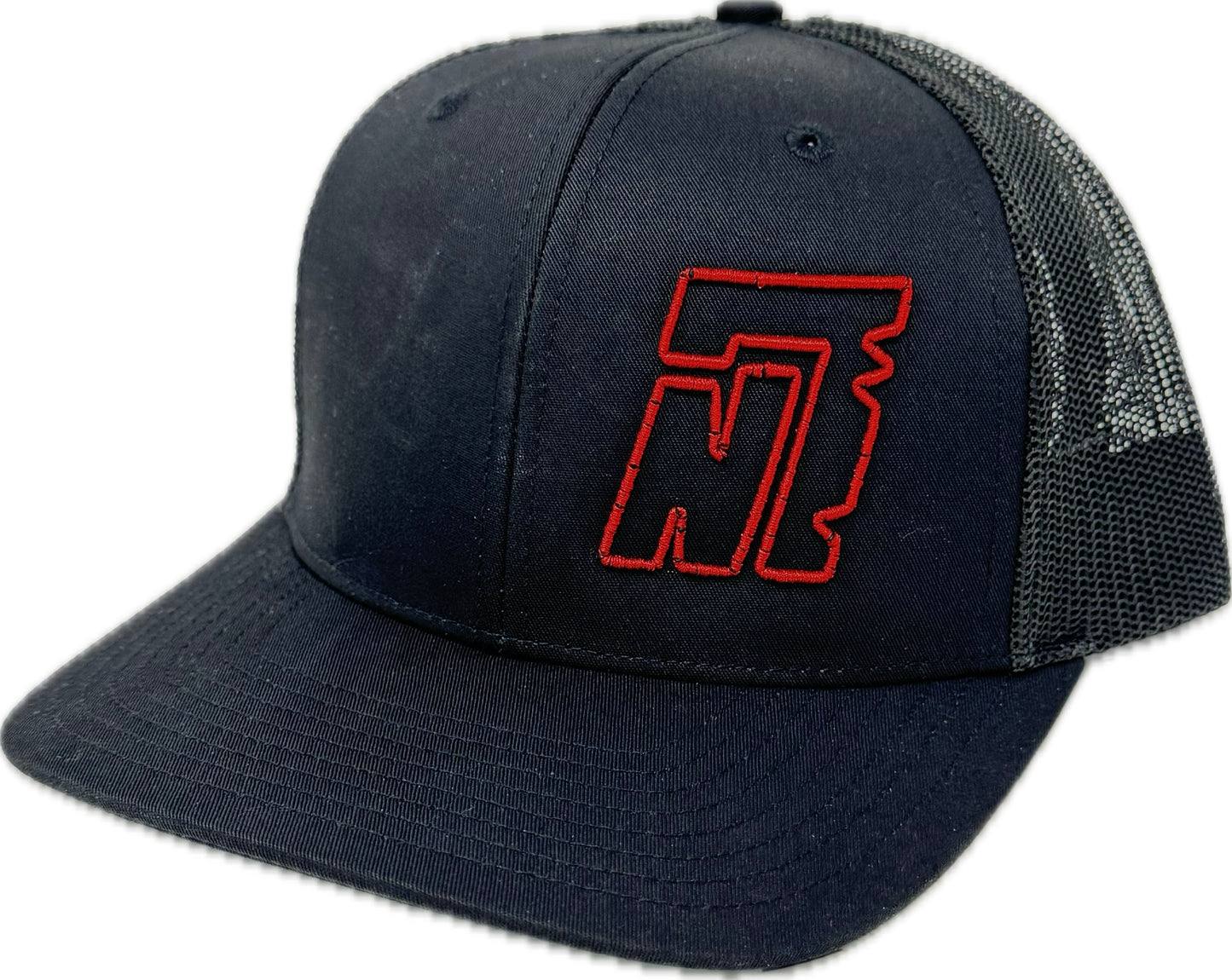 Black Trucker Hat W/ Embroidered Red N7 Logo