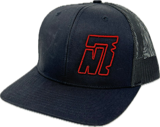 Black Trucker Hat W/ Embroidered Red N7 Logo