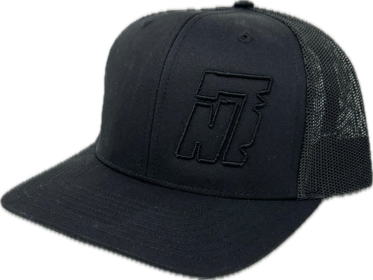 Black Trucker Hat W/ Embroidered Black N7 Logo