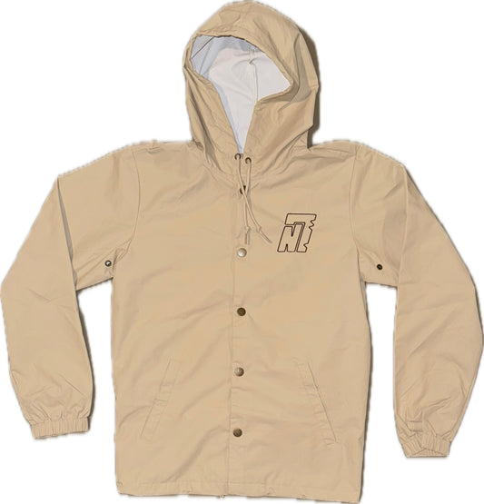 Khaki Wash Hoodie with full front button up