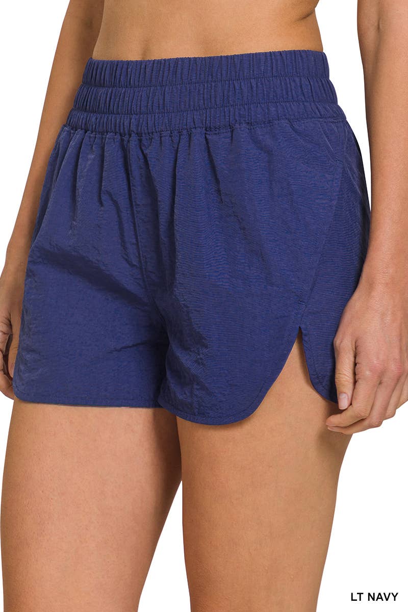 Windbreaker Smocked Waistband Track Shorts