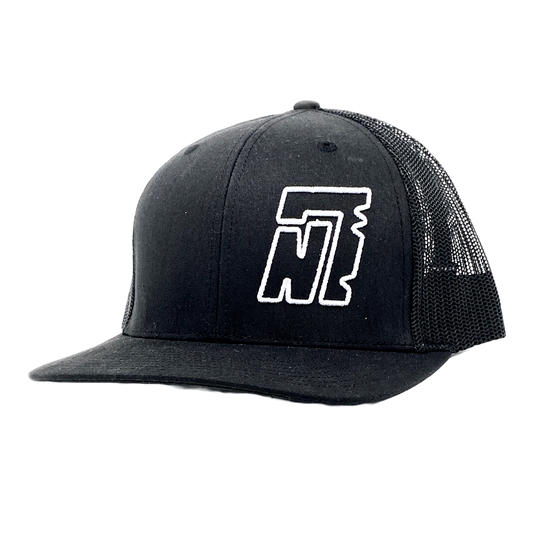 Black Trucker Hat with Embroidered White "N7" Logo