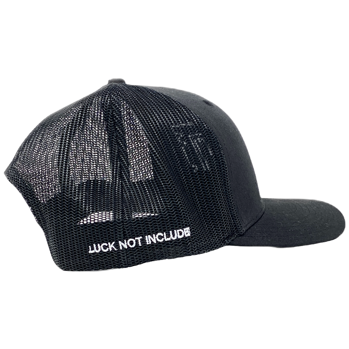 Black Trucker Hat with Embroidered White "N7" Logo