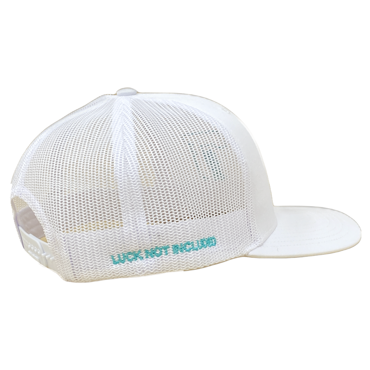 White Richardson 112 Trucker Hat with Embroidered Turquoise "Notch 7" Logo