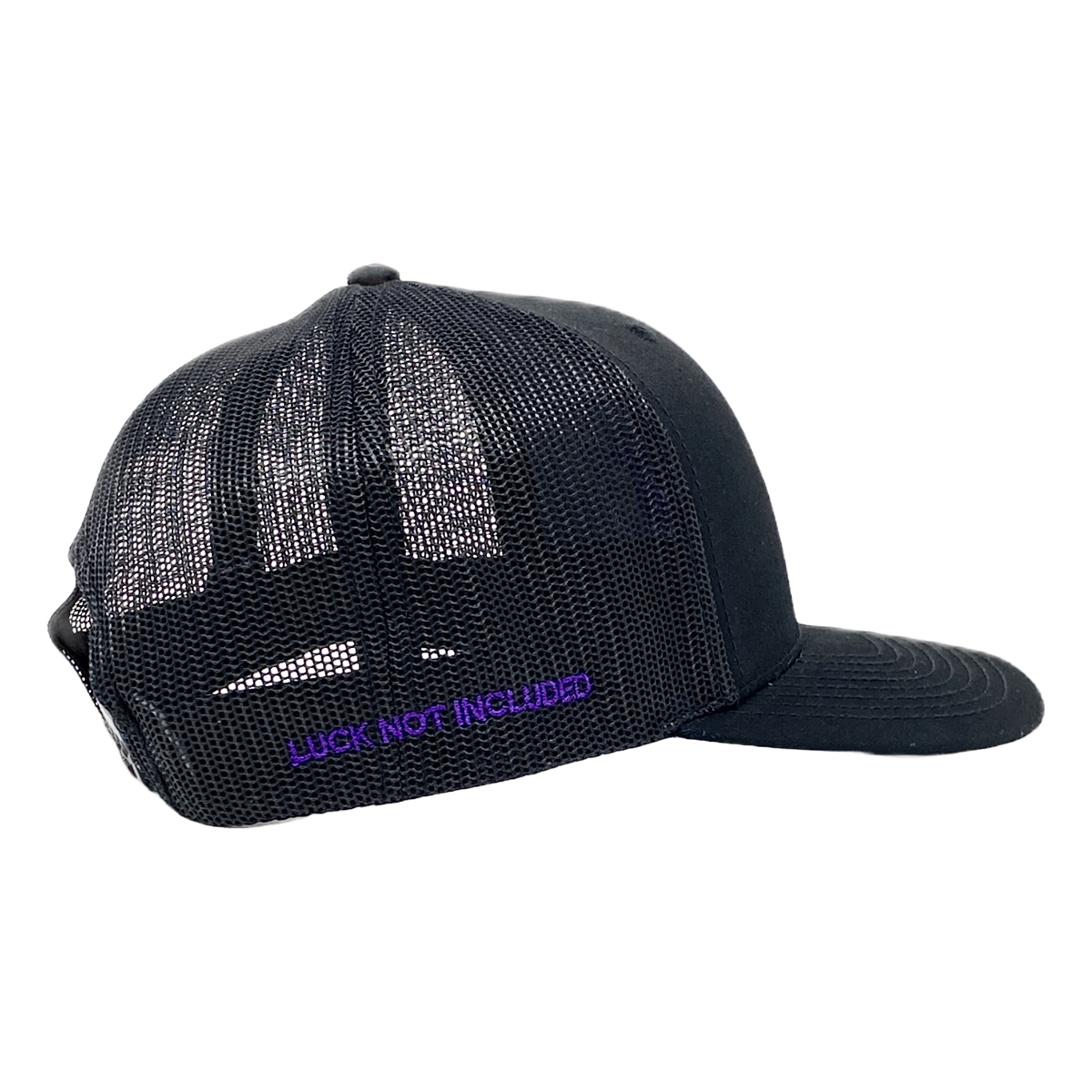 Black Trucker Hat with Embroidered Purple "N7" Logo